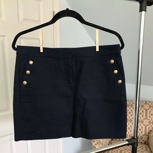 J. Crew Navy Skirt with Gold Buttons